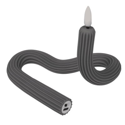Grey flexibel LED stick candle made of silicone,