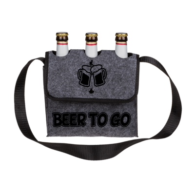 Grey shoulder bag, Beer to go, for 3 bottles