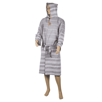 Grey/white hamam bath robe, size L,