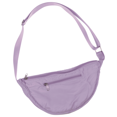 Half rounded shoulder bag with zipper,