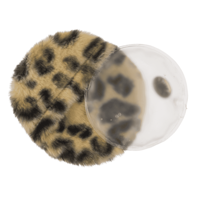 Hand warmer, leopard design, with plush cover,