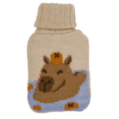 Handwarmer, hot water bottle witt knitted cover,