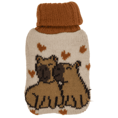 Handwarmer, hot water bottle witt knitted cover,