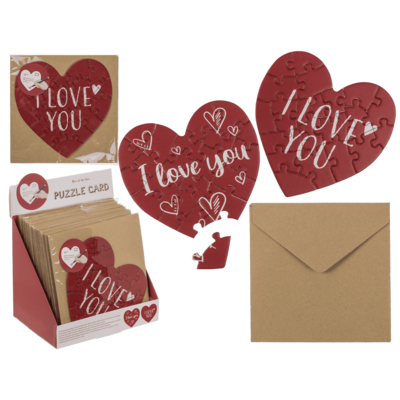 Heart shaped gift card, puzzle, Love,