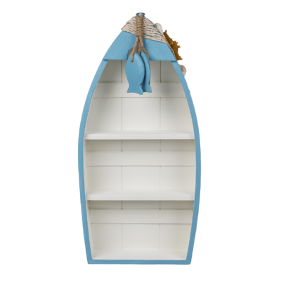 Holz-Boot mit maritimer Deko, ca. 42 x 19,5 cm