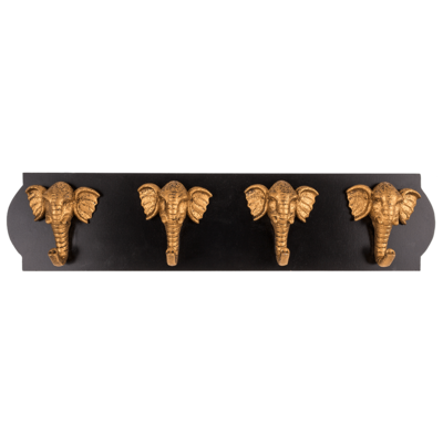 Holz-Garderobe mit Elefantenköpfen,