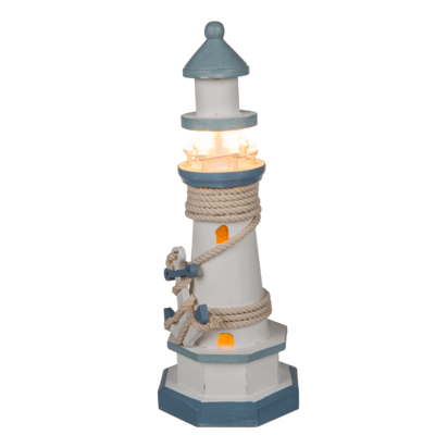 Holz-Leuchtturm mit 8 warmweißen LED,