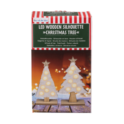 Holzsilhouette, Weihnachtsbaum, mit LED,