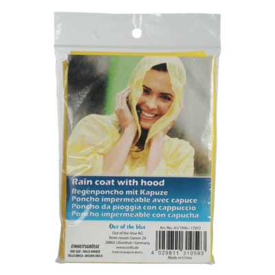 Hooded rain poncho, one size,
