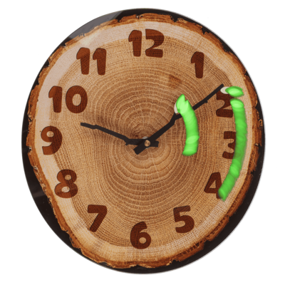 Horloge murale en verre, rondelle d'arbre