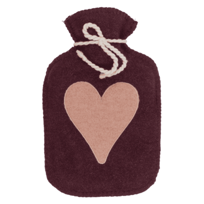 Hot water bottle, heart, 2 colours assorted,