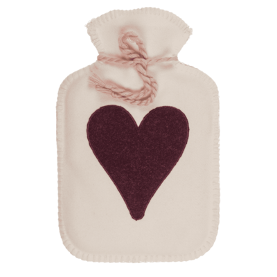 Hot water bottle, heart, 2 colours assorted,