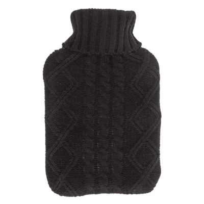 Hot water bottle with knitted cover, Cable Stitch,