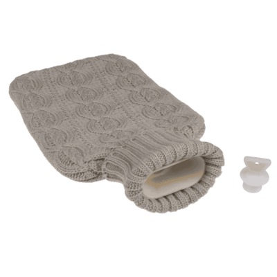 Hot water bottle with knitted cover, Cable Stitch,