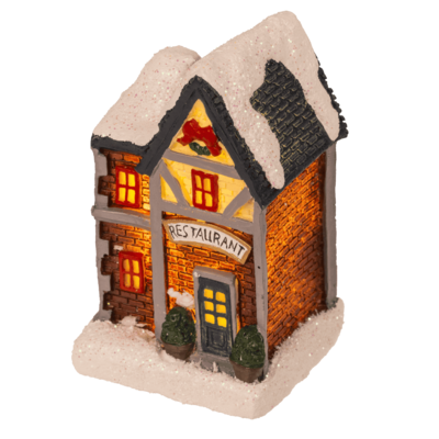 Illuminated Christmas house, 6,5 x 8 cm,