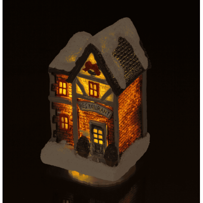 Illuminated Christmas house, 6,5 x 8 cm,