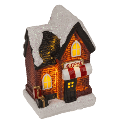 Illuminated Christmas house, 6,5 x 8 cm,