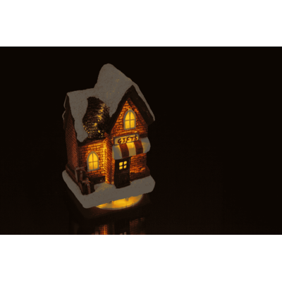 Illuminated Christmas house, 6,5 x 8 cm,