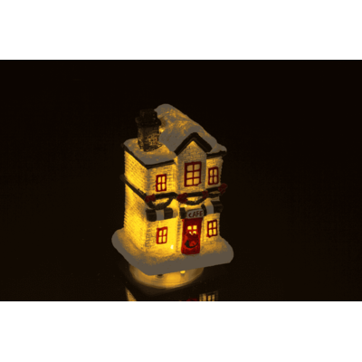 Illuminated Christmas house, 6,5 x 8 cm,