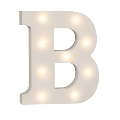 Illuminated wooden letter B, with 9 LED,