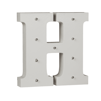 Illuminated wooden letter H, with 9 LED,