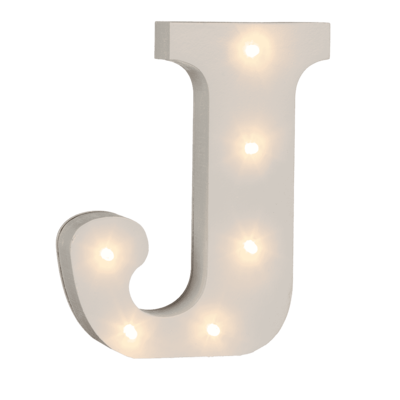 Illuminated wooden letter J, with 6 LED,