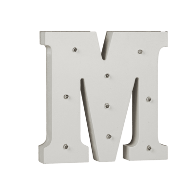 Illuminated wooden letter M, with 9 LED,