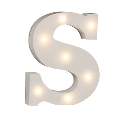 Illuminated wooden letter S, with 7 LED,
