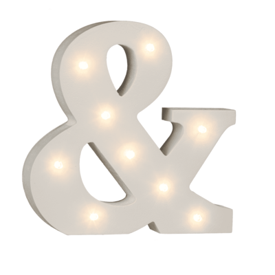 Illuminated wooden symbol &, with 9 LED,