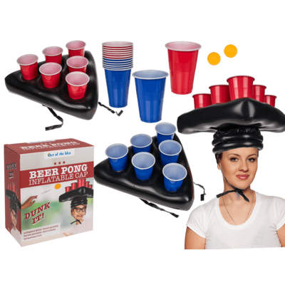 Inflatable cap, beer pong game,