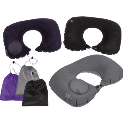 Inflatable neck cushion, with pump,