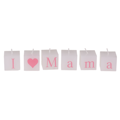 Insieme di candele con scritta, I love Mama,