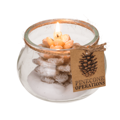 Kerze, Tannenzapfen, im Glas, ca. 10 x 7 cm,