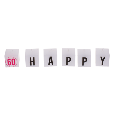 Kerzenblock mit Schrift, Happy 60 Birthday,