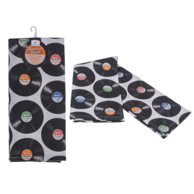 Kitchen towel, vinyl records, 40 x 60 cm,