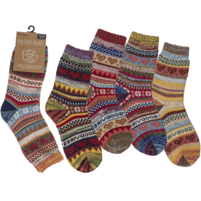 Knitte socks for woman, Good Vibes,