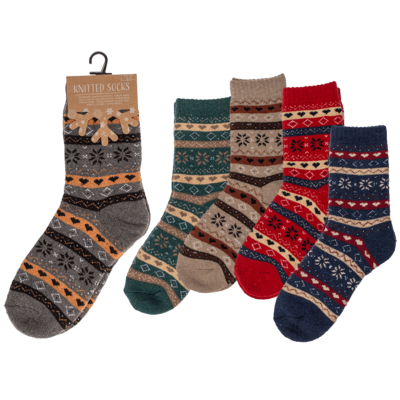 Knitted Socks, Unisex, Iceflower & hearts,