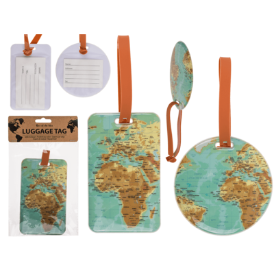 Koffer-Anhänger, Weltkarte, ca. 9,5 & 7 x 11,4 cm,