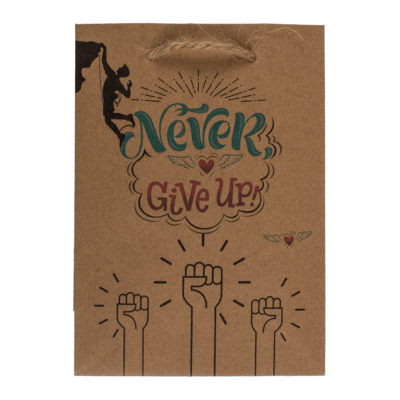 Kraft paper bag, motivational wordings,