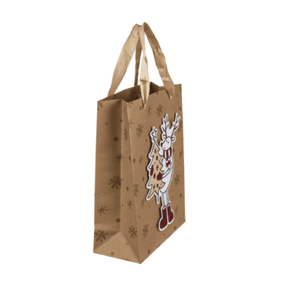 Kraft-paper gift bag, 3D Christmas designs,