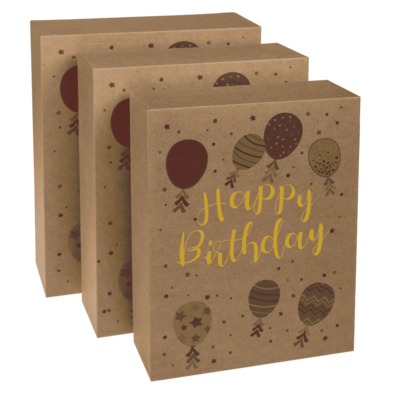 Kraftpapier-Geschenkkartonage, Happy Birthday,