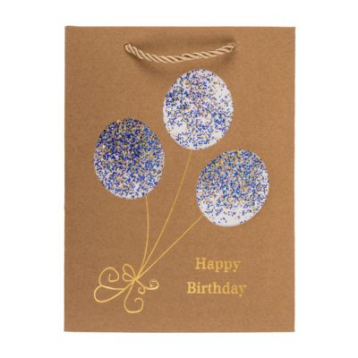 Kraftpapier-Geschenktüte, Happy Birthday,