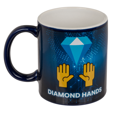 Krypto mug, Diamond & Hand, ca. 9,5 x 8 cm