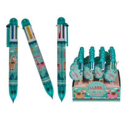 Kugelschreiber, Llama, mit 6-farbigen Minen,