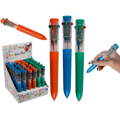 Kugelschreiber mit 10-farbigen Minen, ca. 16 cm,