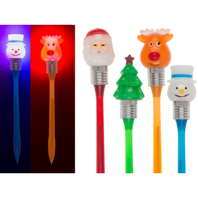 Kugelschreiber mit LED-Weihnachtsleuchtmotiv,