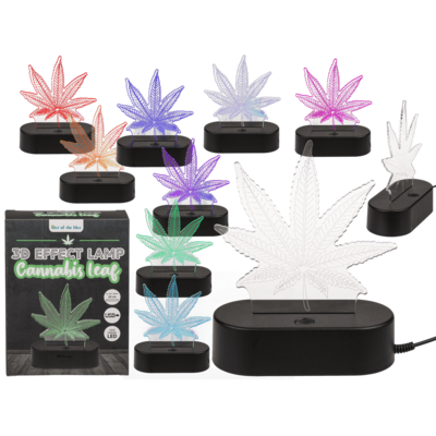 Lámpara 3D, Hoja de cannabis, aprox. 20 cm,