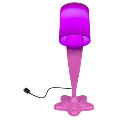 Lámpara de mesa, bote de color, rosa neón,