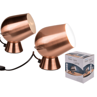 Lámpara de mesa de metal color cobre IV,