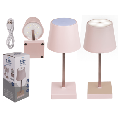 Lámpara de mesa rosa con LED,